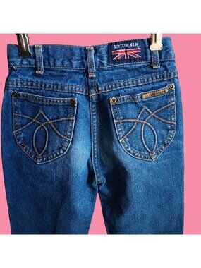 Vintage 1980's Jeans Girls 10 22x26 BRITTANIA DISCO EMBROIDERED POCKET DENIM